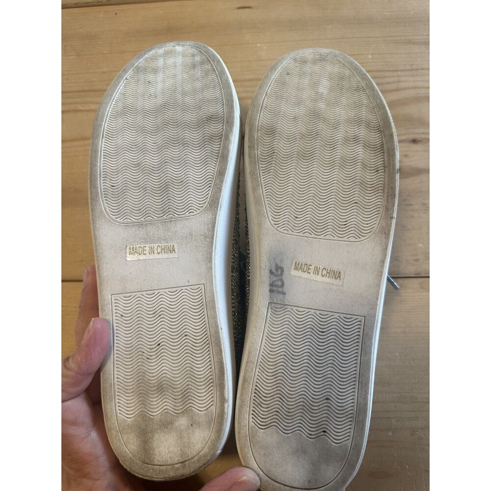 DeBlossom Collection Size 7.5 Silver Rhinestone Shoes Sparkle Swifty Flat Tie - Picture 8 of 9